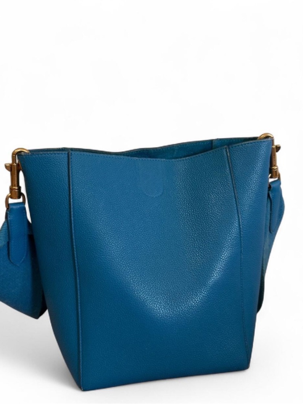 authentic Celine Blue Leather Small Seau Sangle Shoulder Bag - Picture 2 of 5